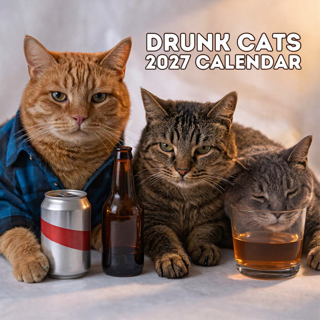 🍺🐱 Drunk Cats 2027 Wall Calendar – 12 Months of Unfiltered Feline Chaos & Pure Laughs 😂