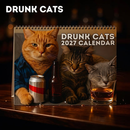 🍺🐱 Drunk Cats 2027 Wall Calendar – 12 Months of Unfiltered Feline Chaos & Pure Laughs 😂