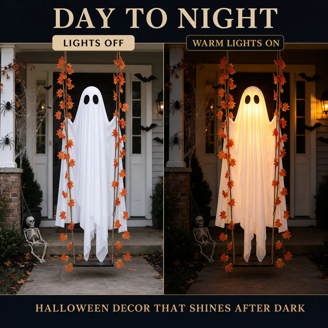 👻Halloween Swinging Ghost Light Create A Magical Haunted Porch This Halloween💡
