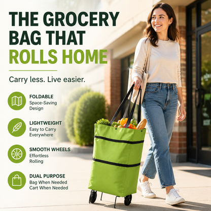 🎁Last Day Promotion 50% OFF🛒 Foldable Grocery Cart Bag – The Rolling Shopping Bag That Saves Your Back