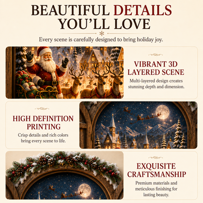 🎅 Santa’s Secret Window Light – 3D Lighted North Pole Christmas Wall Decor
