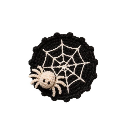 🕷️ Handmade Crochet Spider Web Coaster — Spooky Gothic Halloween Home & Coffee Table Decor ☕