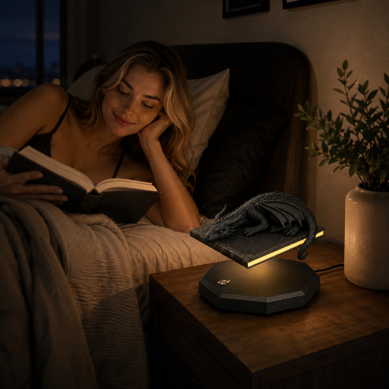 🐉 Magnetic Levitating Floating Dragon Lamp | Bedroom Reading Decor Light