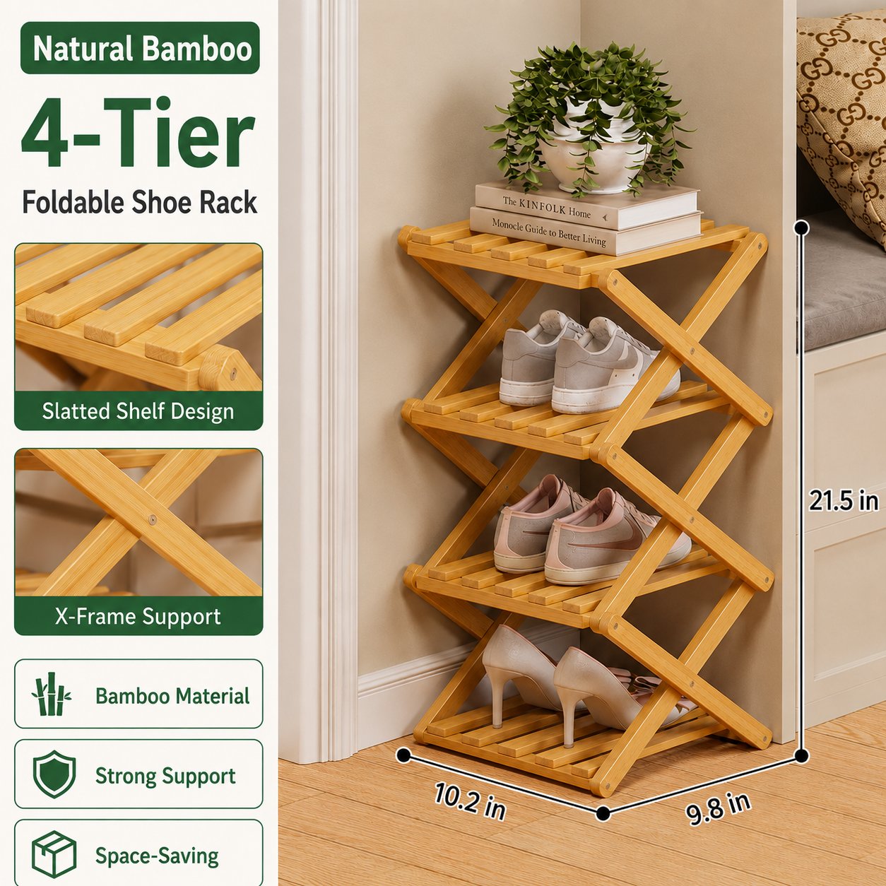 🔥Buy 2 Get 20% OFF🔥Foldable Bamboo Accordion Shoe Rack