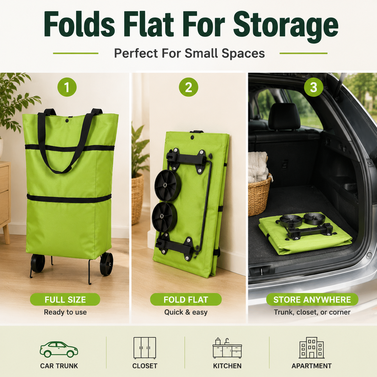 🎁Last Day Promotion 50% OFF🛒 Foldable Grocery Cart Bag – The Rolling Shopping Bag That Saves Your Back
