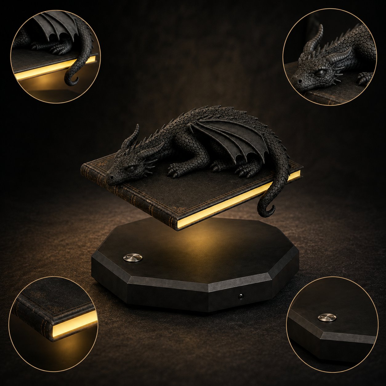 🐉 Magnetic Levitating Floating Dragon Lamp | Bedroom Reading Decor Light