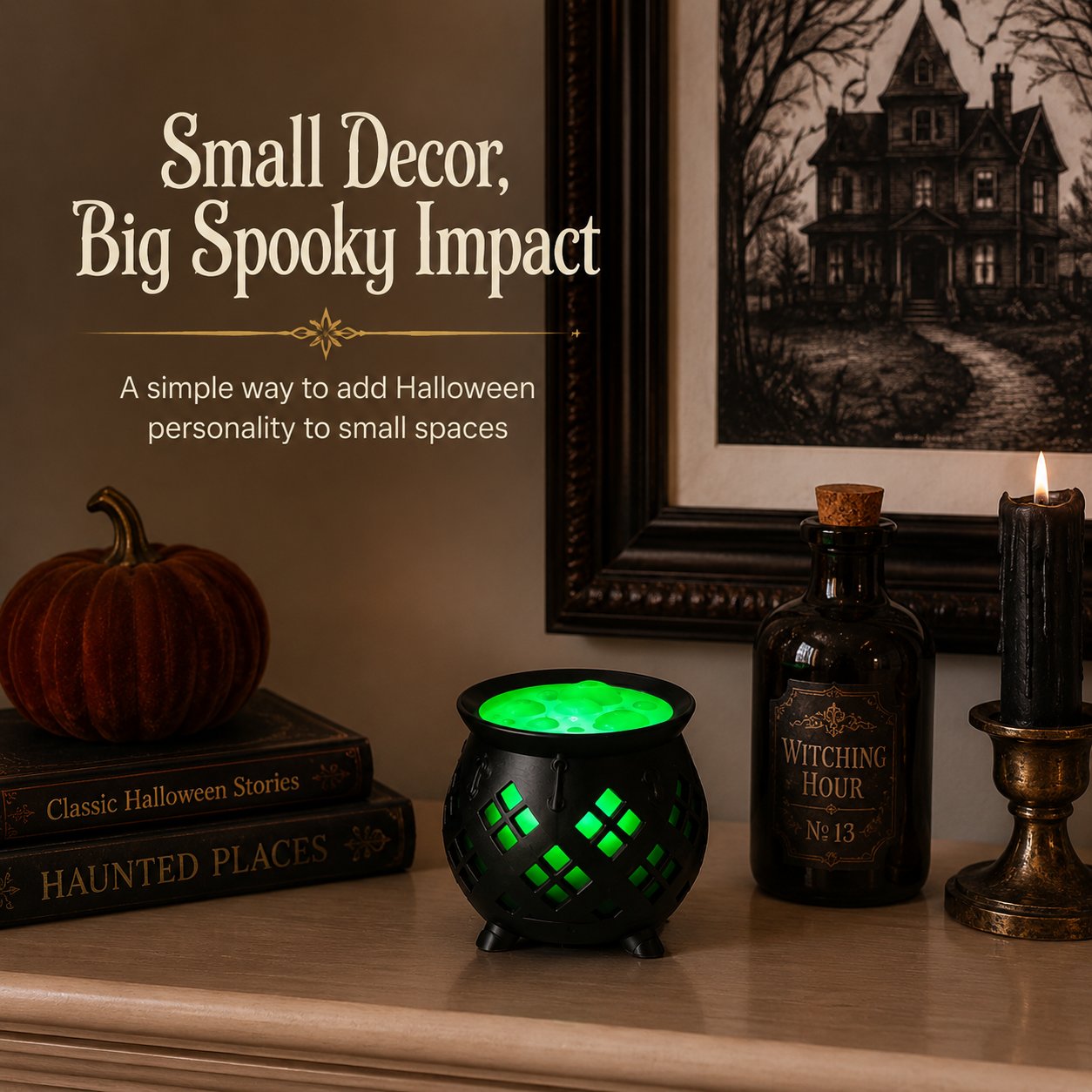 ⏳ Last Day 49% OFF – 🧙‍♀️ Glowing Witch’s Brew Cauldron Halloween Decor | Translucent Bubbling Potion Top with Flameless LED Tea Light Glow Effect ✨