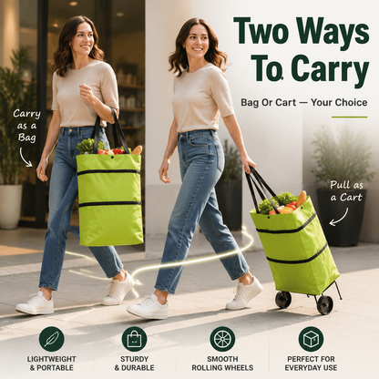 🎁Last Day Promotion 50% OFF🛒 Foldable Grocery Cart Bag – The Rolling Shopping Bag That Saves Your Back