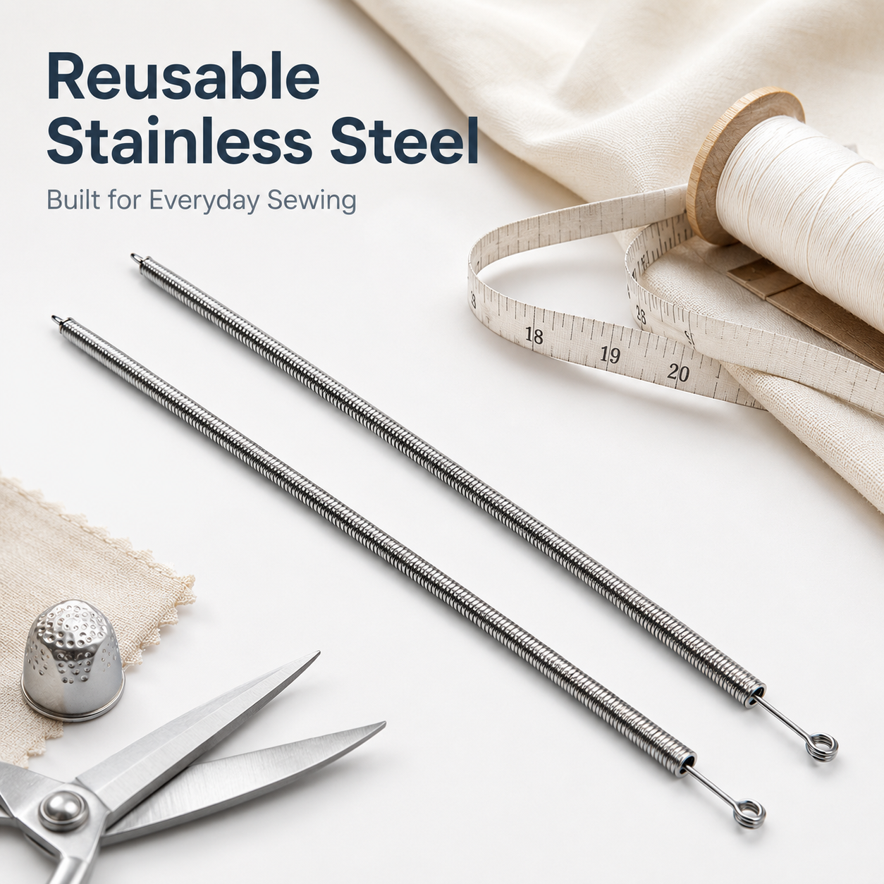 25cm Spring Loop Threader, Flexible Stainless Steel Drawstring Threader Tool,Bendable Multi-Purpose Cord Threading Tool for Eyelets, Elastic and Lace