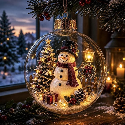 🔥HOT SALE🔥🎄Glowing Christmas Diorama Ornament with Soft Warm Light - Crystal-Clear Acrylic 3D Miniature Bauble with Hanging Cord - 8 Unique Festive Scenes (Santa, Nutcracker, Gingerbread House) for Tree & Mantel Decor Gift