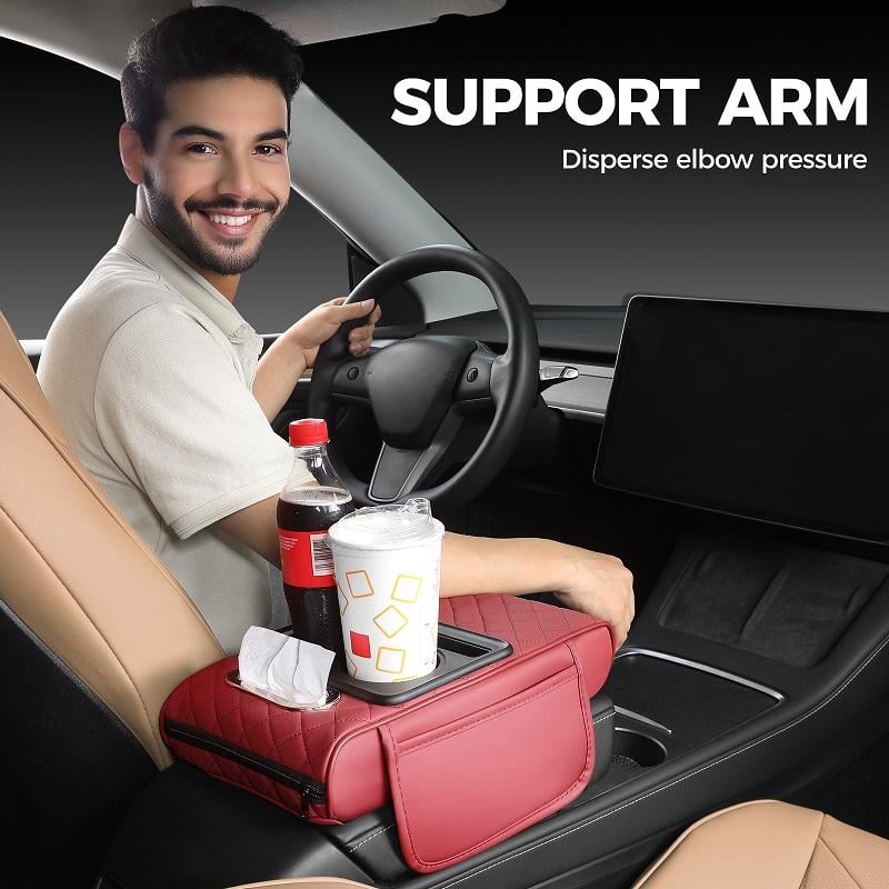 ⚡Waterproof PU Leather Car Armrest Cushion | Anti-Slip Auto Console Protector Mat