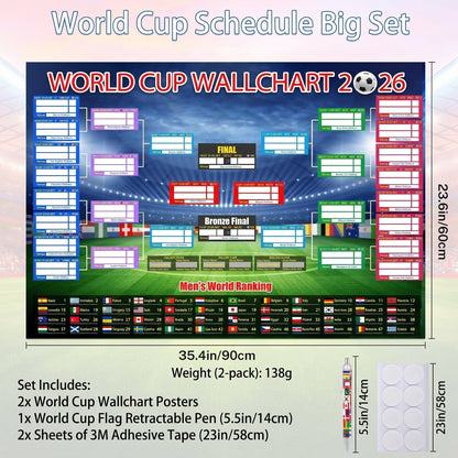 ⚽🏆 Ultimate 2026 Soccer Fan Wall Chart Kit – Group Stage & Knockout Posters (23.6” x 35.4”), Marker Pen & Mounting Strips Included