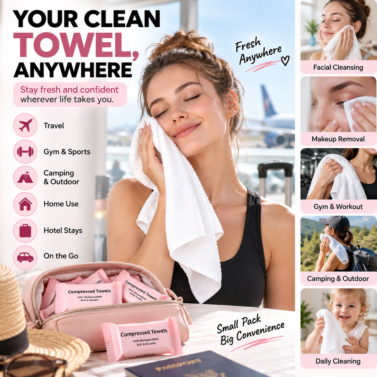 30-Pack Disposable Compressed Towels – Soft, Absorbent & Travel-Friendly