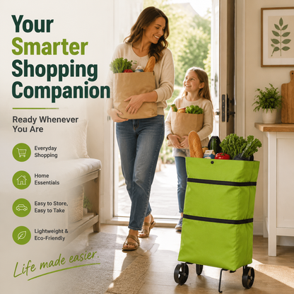 🎁Last Day Promotion 50% OFF🛒 Foldable Grocery Cart Bag – The Rolling Shopping Bag That Saves Your Back