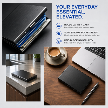 🔒 Slim RFID-Blocking Metal Card Holder