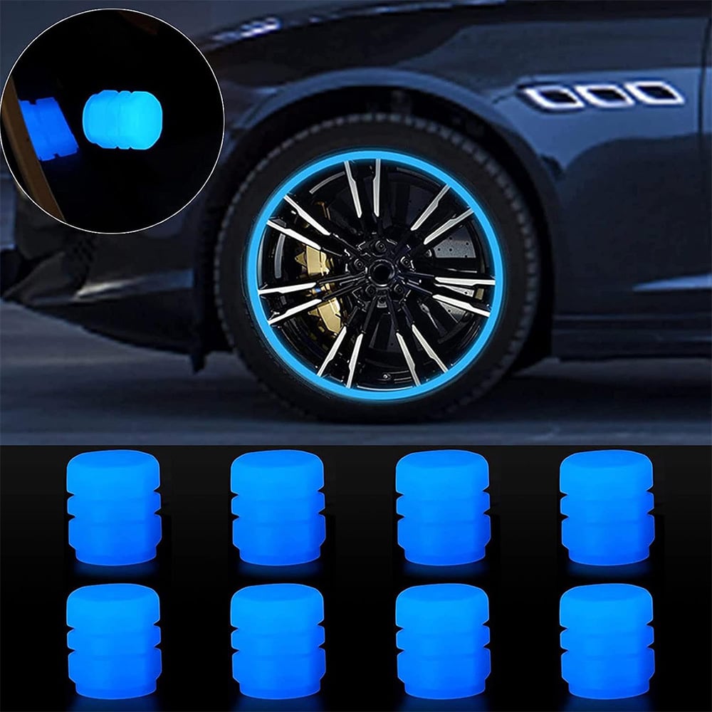 49% OFF This Week Promotions🎉🎉Glow-in-the-Dark Car Tire Valve Cap Set
