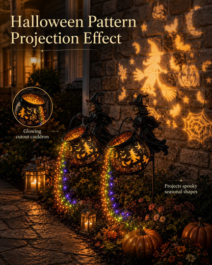 Halloween Witch Cauldron Projection Garden Light – Magical Outdoor Halloween Yard Decoration