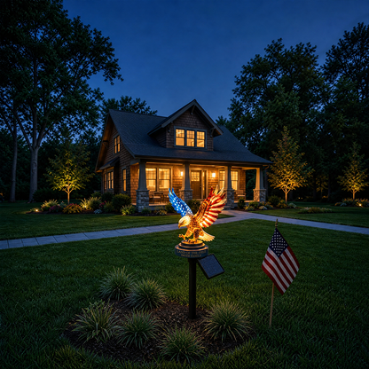 🦅 Personalized Solar Eagle Garden Light – A Glowing Tribute to American Freedom