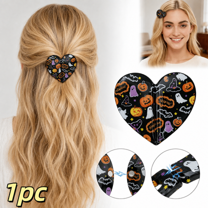 Holiday Magnetic Split Hair Clip - Festive Square Cutout Christmas & Halloween Non-Slip Hair Claw