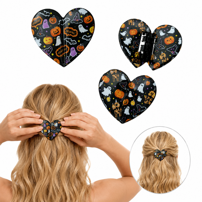 Holiday Magnetic Split Hair Clip - Festive Square Cutout Christmas & Halloween Non-Slip Hair Claw