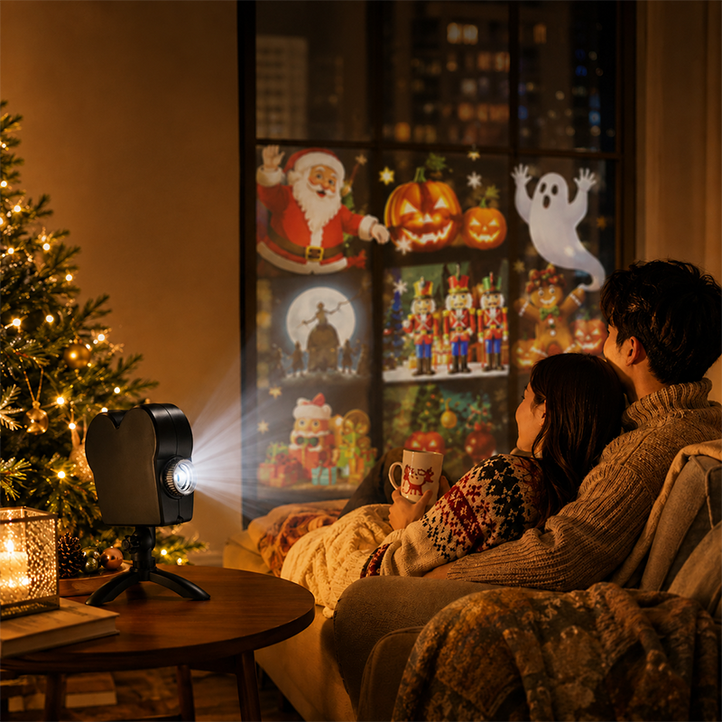 🎄 Christmas & Halloween Window Projector Light – 2-in-1 Projection Lamp with Tripod Stand 🎃
