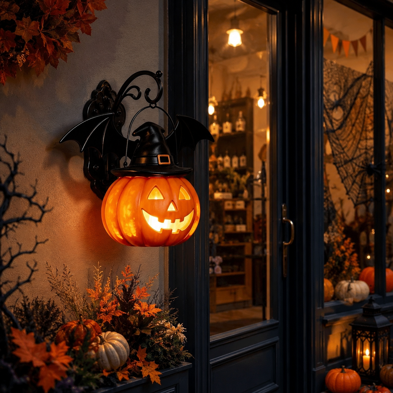 🎃Halloween Early Bird Special Sale 50% OFF🎃 Bat Hat Pumpkin Wall Lamp 🦇