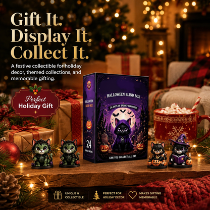 🎃 24-Day Halloween Cat Advent Calendar — Spooky 2D Acrylic Figurine Countdown Box 🐾