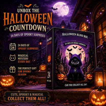 🎃 24-Day Halloween Cat Advent Calendar — Spooky 2D Acrylic Figurine Countdown Box 🐾