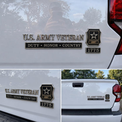 U.S. Army Veteran 3D Metal Car Emblem – Duty Honor Country Badge for Trucks & SUVs