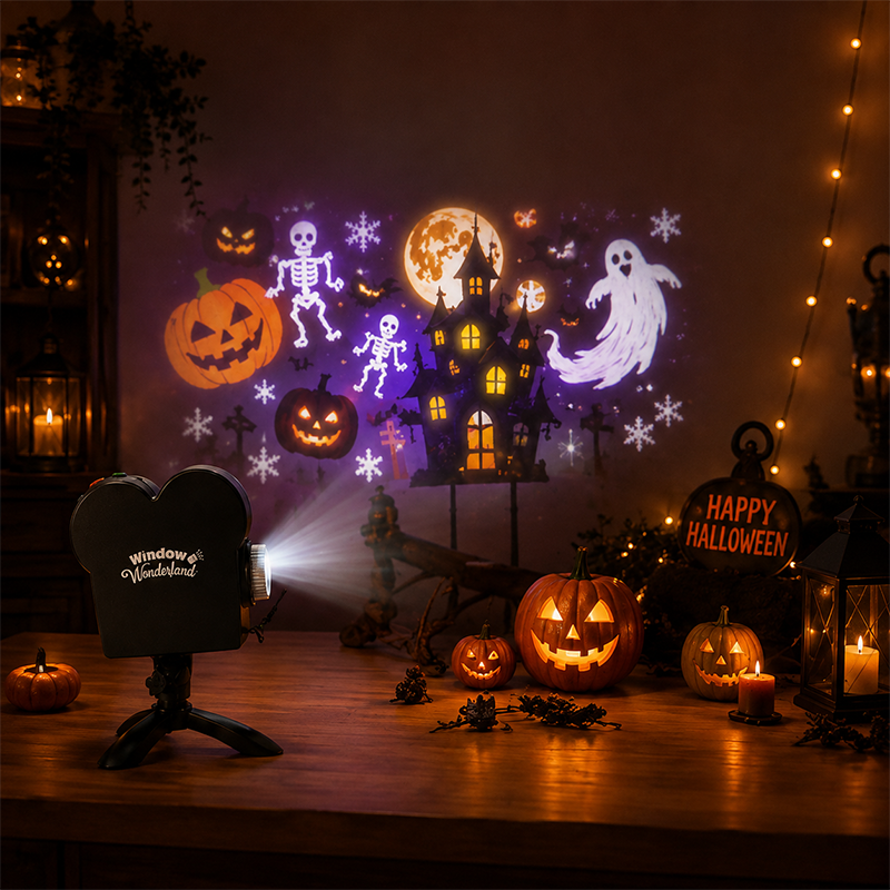 🎄 Christmas & Halloween Window Projector Light – 2-in-1 Projection Lamp with Tripod Stand 🎃