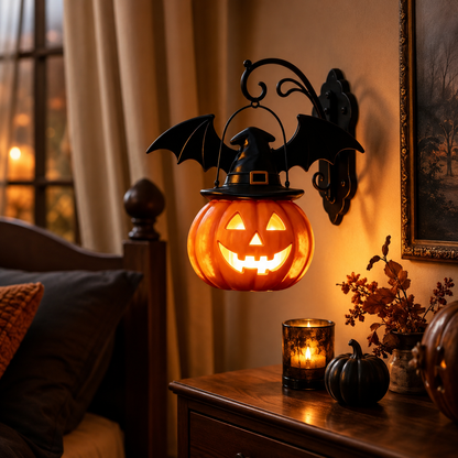 🎃Halloween Early Bird Special Sale 50% OFF🎃 Bat Hat Pumpkin Wall Lamp 🦇