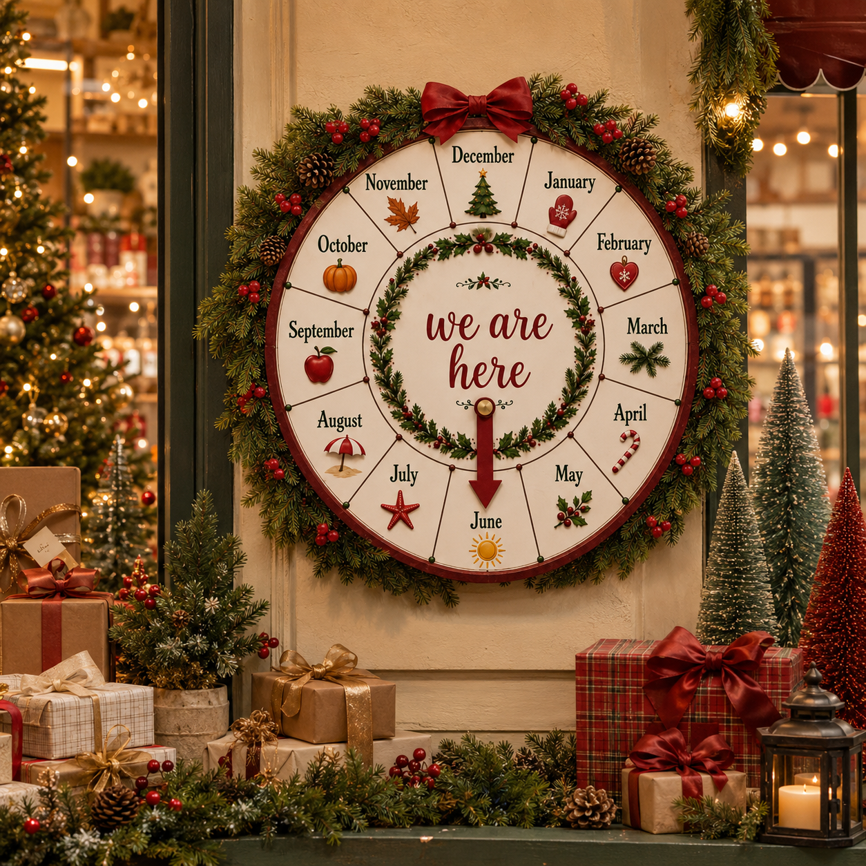 🎄Christmas Month Countdown Wheel Wooden Calendar Sign🎅