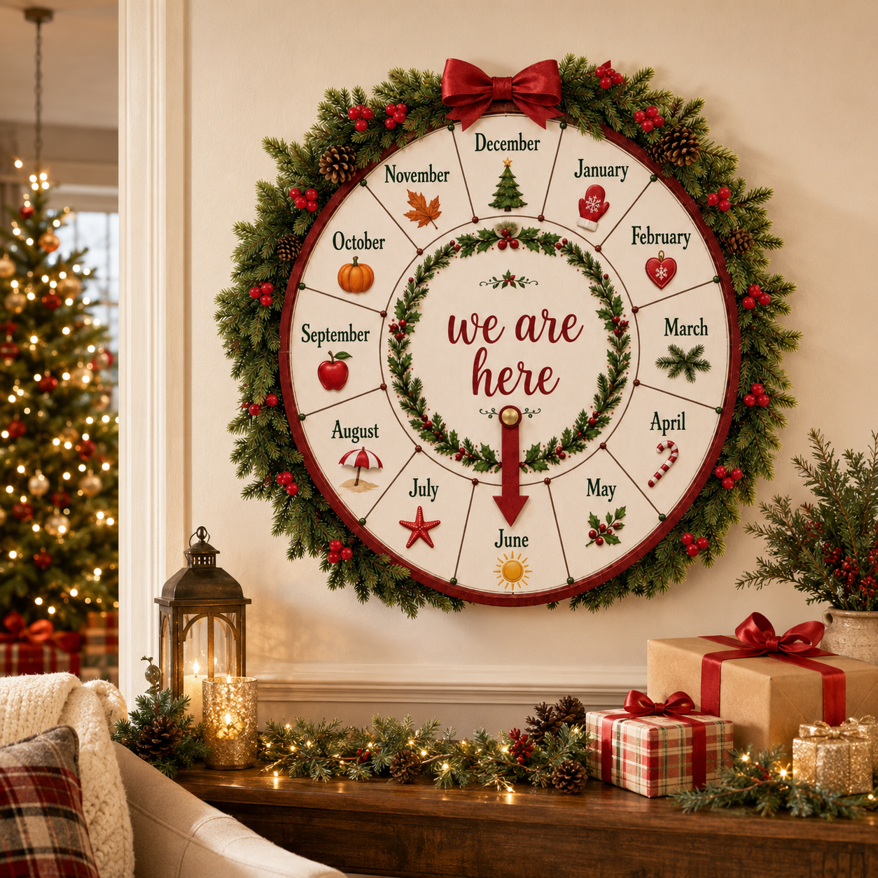 🎄Christmas Month Countdown Wheel Wooden Calendar Sign🎅