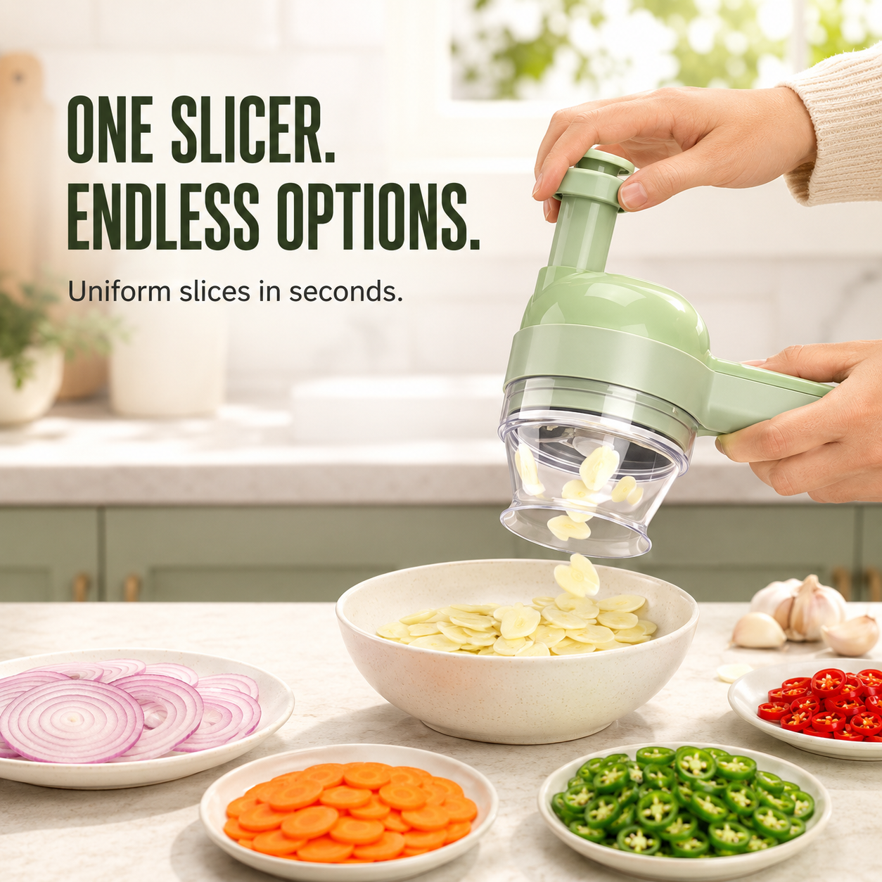 🧄 4-in-1 Handheld Electric Chopper: Slice, Mince, Peel & Auto-Clean!
