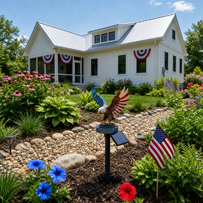 🦅 Personalized Solar Eagle Garden Light – A Glowing Tribute to American Freedom