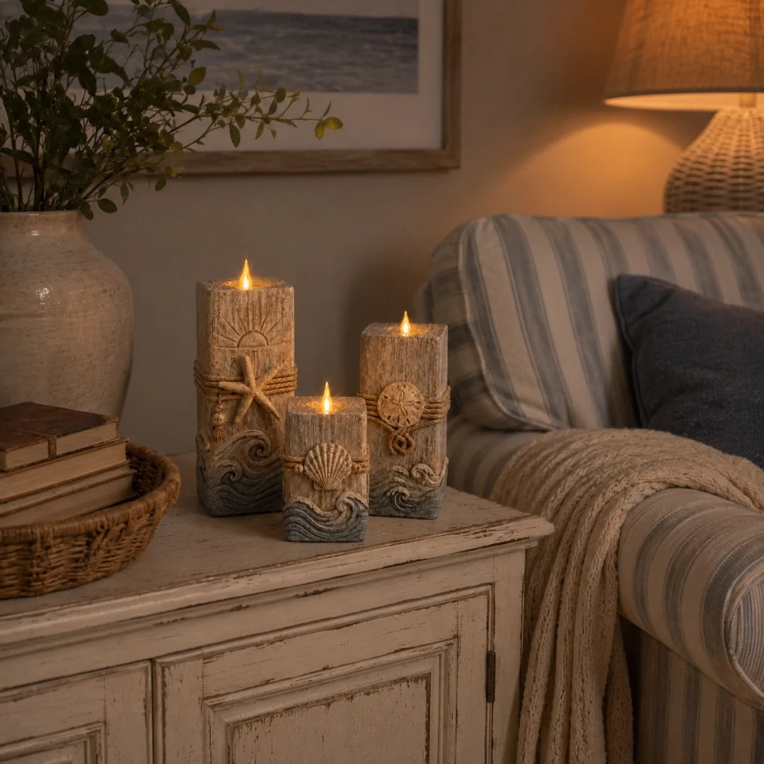 Coastal Glow LED Candle Set