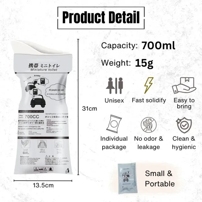 🚽 700ml Large Capacity Emergency Urine Bags | Portable Leakproof Disposable Pee Solution