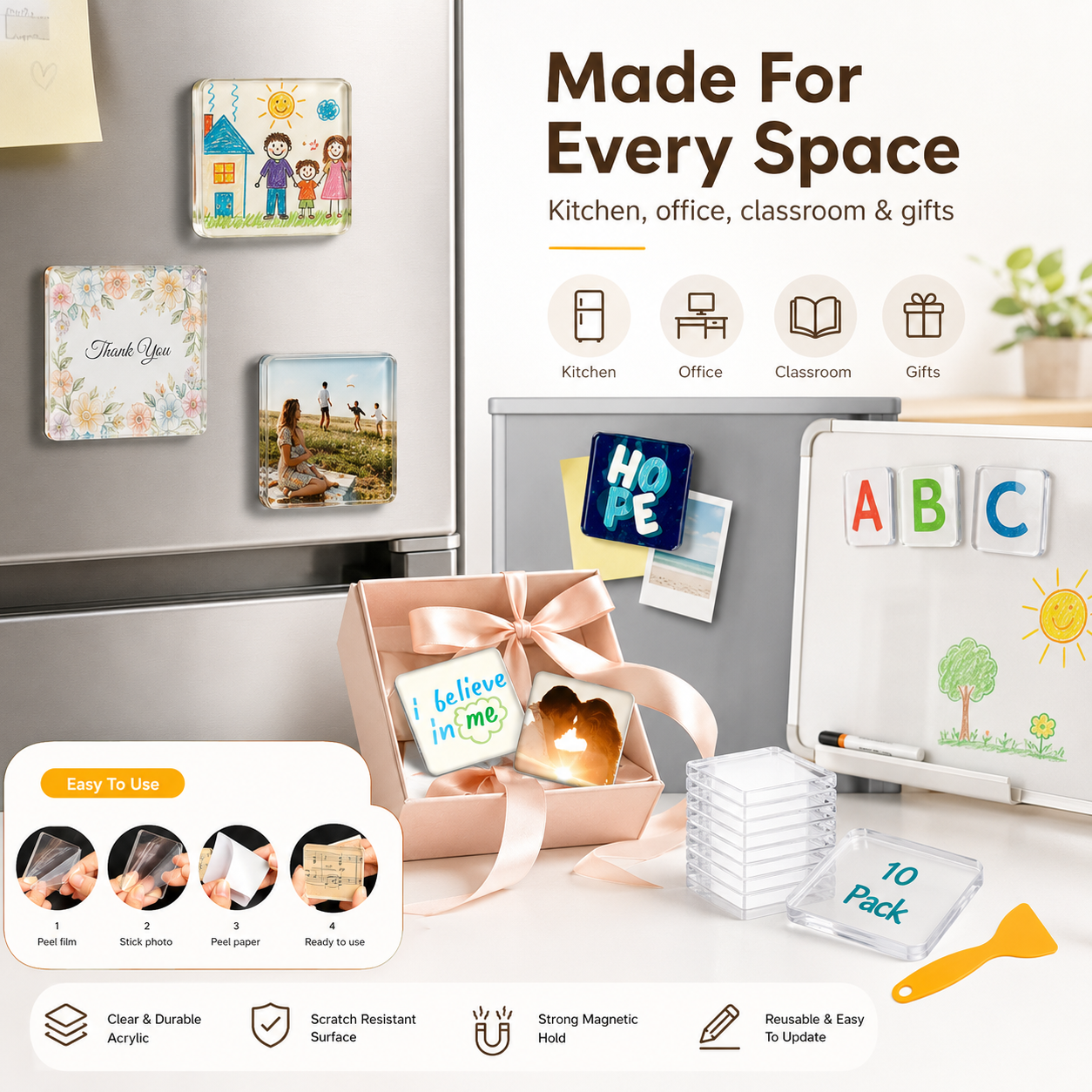 🖼️ DIY Clear Acrylic Mini Magnetic Photo Frames 🧲