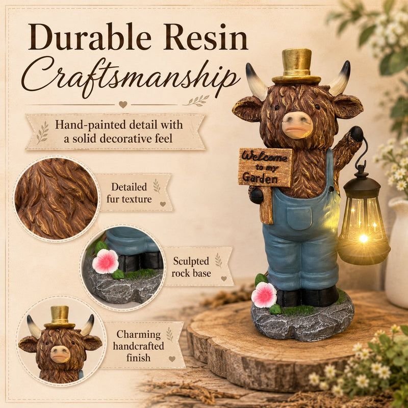 🐮 Solar Powered Highland Cow Light – Waterproof Outdoor Garden & Patio Decor 💡✨