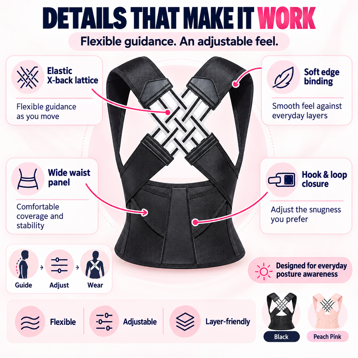 ✨ Adjustable X-Back Posture Support Brace – Comfortable Shoulder & Back Support