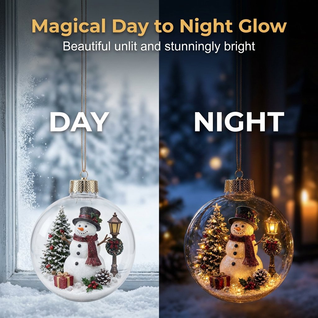 🔥HOT SALE🔥🎄Glowing Christmas Diorama Ornament with Soft Warm Light - Crystal-Clear Acrylic 3D Miniature Bauble with Hanging Cord - 8 Unique Festive Scenes (Santa, Nutcracker, Gingerbread House) for Tree & Mantel Decor Gift