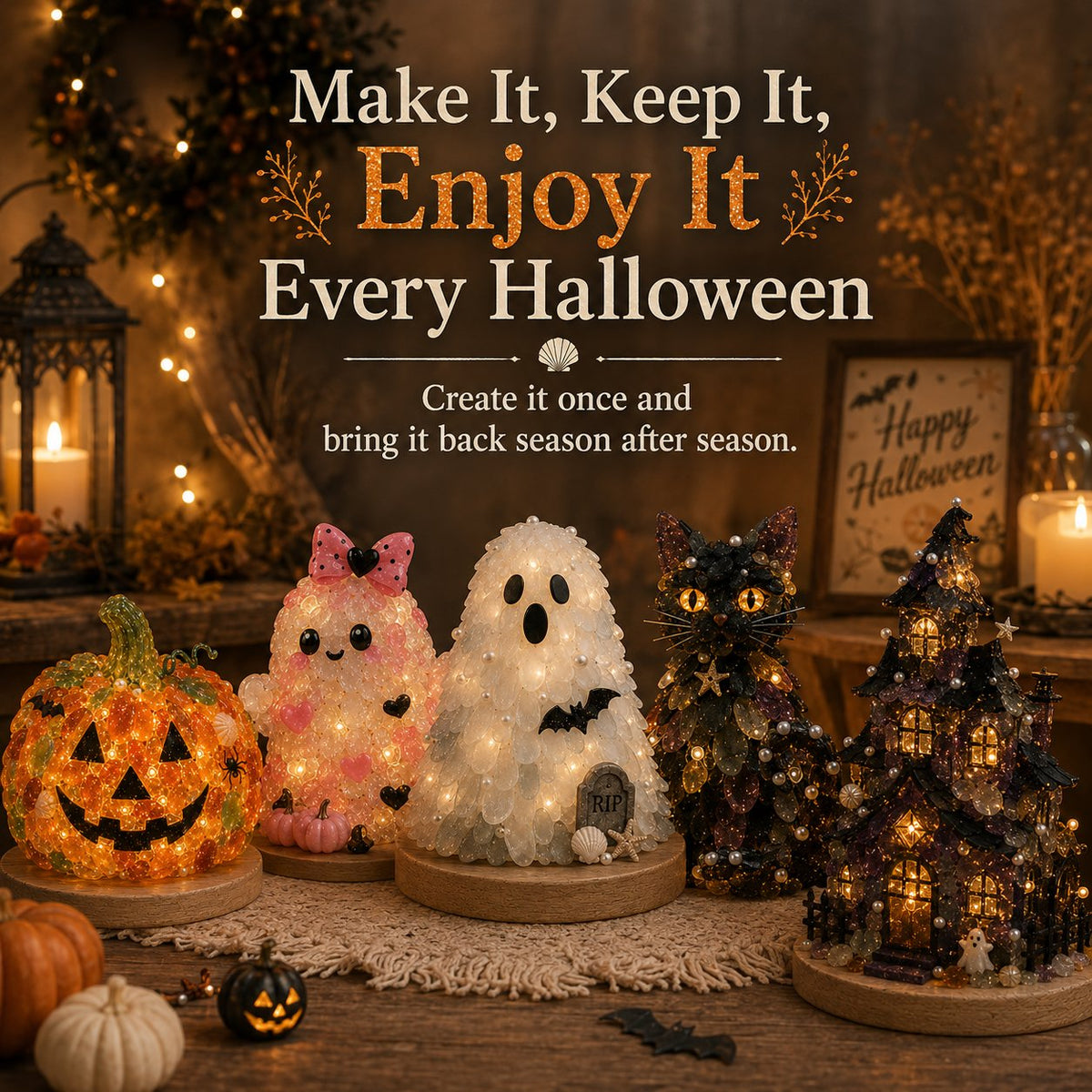 💯⏳49% OFF – 🎃 Beginner-Friendly DIY Lighted Sea Glass Halloween Character Kit Collection | Complete Kit with Sea Glass Pieces, LED Lights & Step-by-Step Guide Included 💕