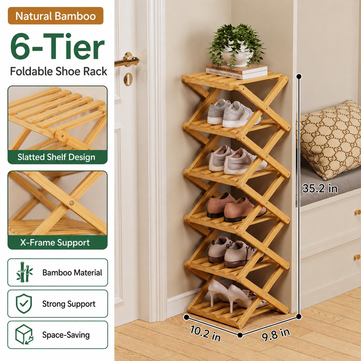 🔥Buy 2 Get 20% OFF🔥Foldable Bamboo Accordion Shoe Rack
