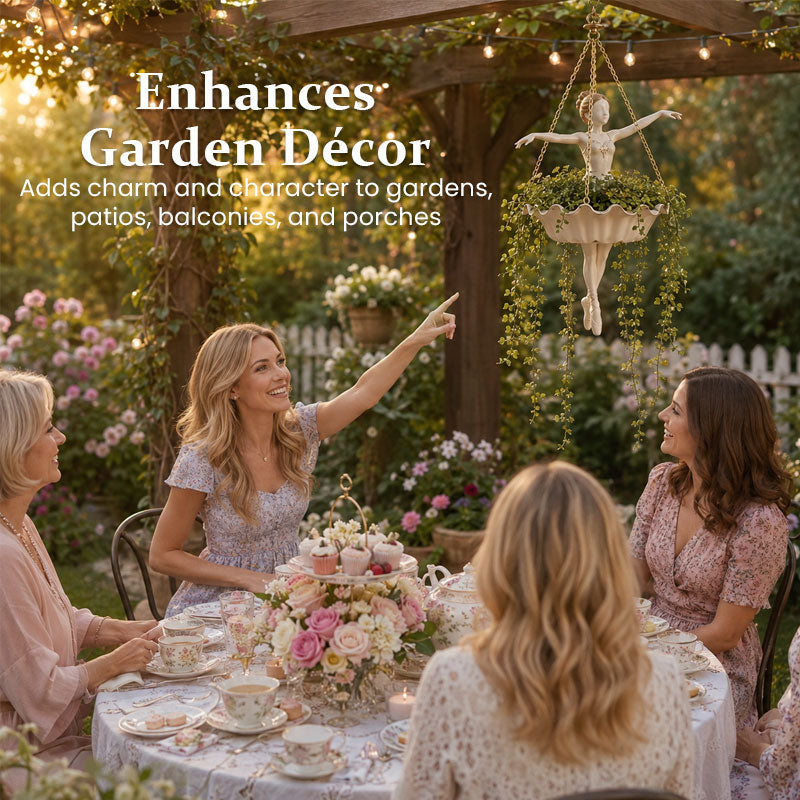🩰🌿 Ballet Dancer Hanging Planter | Elegant Floating Flower Pot