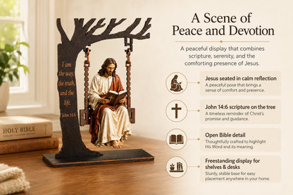 🔥 Buy 2 Get 1 Free ✝️ Jesus Swing Ornament – John 14:6 Christian Faith Table Decor