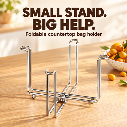 2-in-1 Foldable Kitchen Bag Holder & Cup Drying Stand