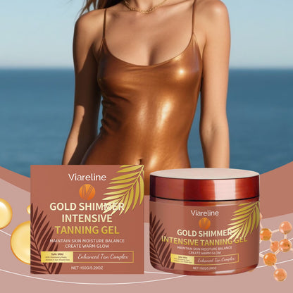 Gold Shimmer Tanning Gel 150g, Hydrating Body Lotion, Sunless Bronzer for Golden Sun-Kissed Glow, All Skin Types