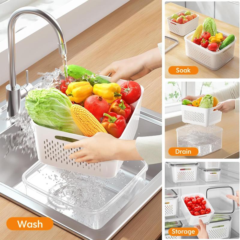 🍓3PCS Contenedores Herméticos para Alimentos con Colador Removible💧