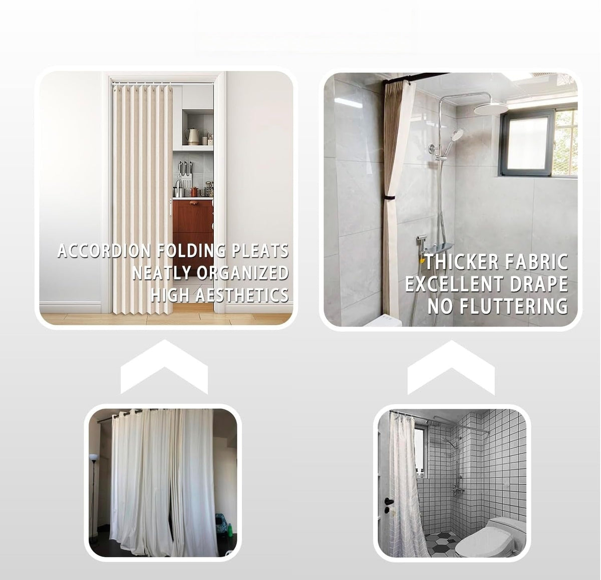 Room Partition Divider Curtains, Pleated Folding Door Curtain for Doorways