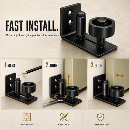 🔥HOT SALE🔥8-in-1 Adjustable Barn Door Floor Guide – Wall-Mount Stay Roller for Smooth, Stable Sliding